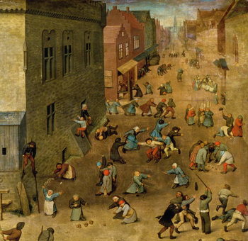Reproducción de arte Children's Games (Kinderspiele): detail of top right hand corner, 1560 (oil on panel)