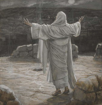 Artă imprimată Christ Retreats to the Mountain at Night