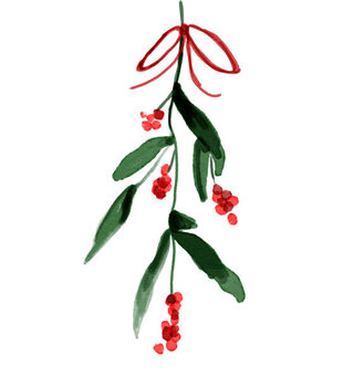 Illusztráció Christmas illustration of  ivy and