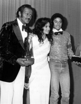 Reprodukcja Chuck Berry, Latoya Jackson and Michael Jackson at American Music Awards January 1981