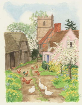 Obrazová reprodukce Church and Farm Track, 1998
