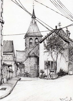 Umelecká tlač Church in Laignes France, 2007,
