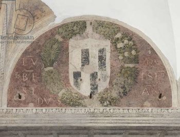 Coat of arms, detail of The Last Supper or Cenacolo, 1495-97 (tempera and oil on plaster) Reproduction de Tableau