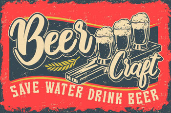 Stampa d'arte Color vector illustration with beer and lettering