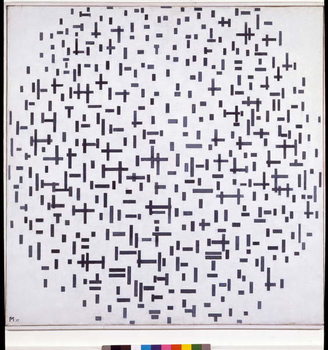 Compositie in zwat en wit (Composition with lines, more or less) Painting by Piet Mondrian 1917 Sun 108,4x108, 4 cm Otterlo, Rijksmuseum Kroller-Muller Reproduction de Tableau