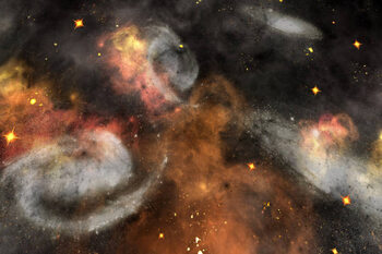 Umělecký tisk Conceptual universe and galaxies image