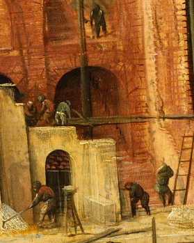 Kunstdruk Construction detail from Tower of Babel, 1563
