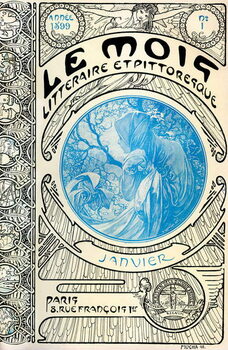 Obrazová reprodukce Cover of the magazine (monthly magazine) The Litterary and Picturesque Month by Alphonse Mucha : January 1899 - Maison de la Bonne Presse -