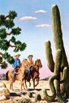 Kunstafdruk Cowboys in the desert