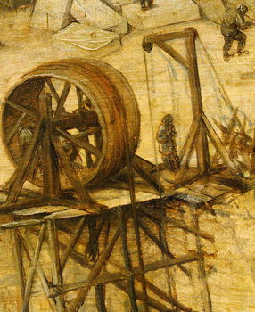 Kunstdruk Crane detail from Tower of Babel, 1563