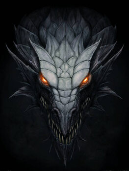 Umělecký tisk Dark dragon in stone background
