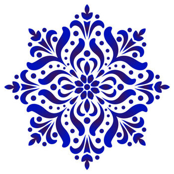 Illusztráció decorative flower blue and white