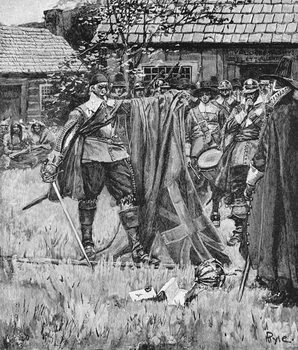 Reproducción de arte Endicott Cutting the Cross out of the English Flag, illustration from 'An English Nation' by Thomas Wentworth Higginson, pub. in Harper's Magazine, 1883
