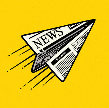 Művészi plakát Extra News made from paper airplane, icon