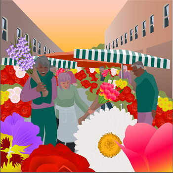 Festmény reprodukció Flower Market at Columbia Road