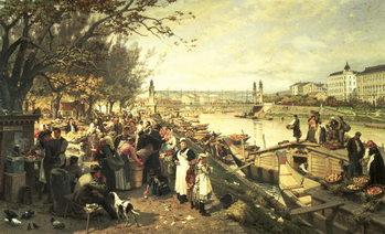 Reproducción de arte Fruit market in Schazel, near the Maria Theresa Bridge, Vienna, 1895
