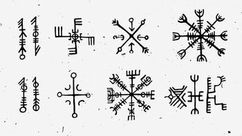 Umelecká tlač Futhark norse islandic and viking runes