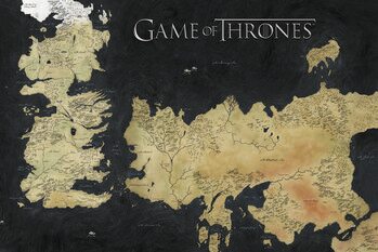 Umělecký tisk Game of Thrones - Westeros Map