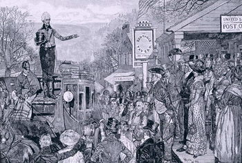 Reproducción de arte 'General Jackson, president-elect, on his way to Washington', illustration from 'A Presidential Progress', pub. in Harper's Weekly, 1881