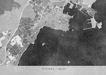 Karta Gray vintage map of Ibiza