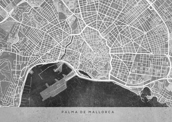 Mappa Gray vintage map of Palma de Mallorca