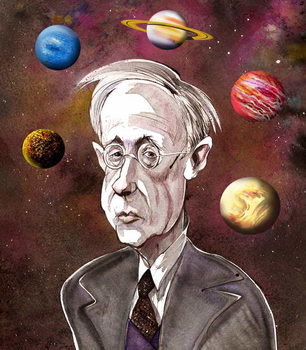 Reproducción de arte Gustav Holst, British composer , version of file image with added planets, 2006 by Neale Osborne
