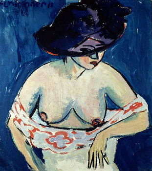 Konsttryck Half-Naked Woman with a Hat, 1911