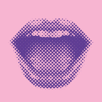 Konsttryck Half tone pattern of woman's lips