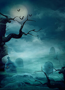 Umjetnički plakat Halloween Design - Spooky Graveyard