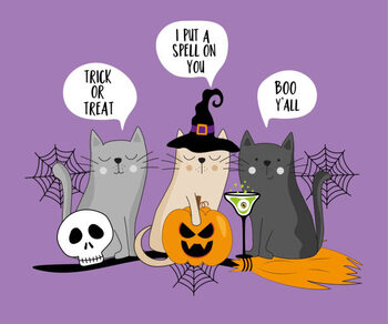 Illustrazione Hand drawn witch cats and speech