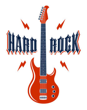 Umelecká tlač Hard Rock emblem with electric guitar