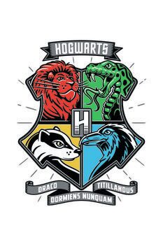 Stampa d'arte Harry Potter - Hogwarts houses