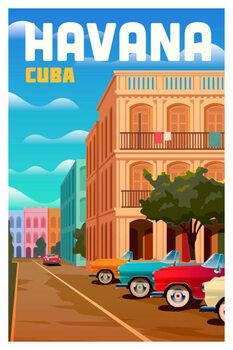 Illustrazione Havana, Cuba. Vector travel poster.