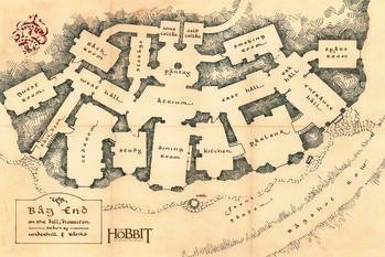Konsttryck Hobbit - Bag end map