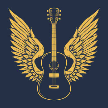 Umelecká tlač Illustration of winged rock guitar. Design