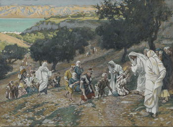 Jesus Heals the Blind and Lame on the Mountain, illustration from 'The Life of Our Lord Jesus Christ' Reproduction de Tableau