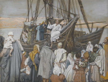 Reproducción de arte Jesus Preaches in a Ship, illustration from 'The Life of Our Lord Jesus Christ'