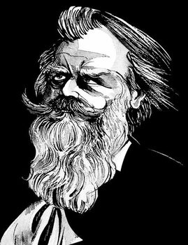 Johannes Brahms, German composer , grey tone watercolour caricature, 1996 by Neale Osborne Reproduction de Tableau