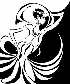 Josephine Baker, American dancer and singer , b/w caricature, in profile, 2006 by Neale Osborne Reproduction de Tableau