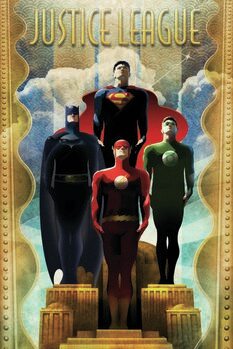 Poster de artă Justice League - Gold Border