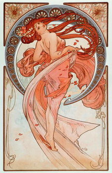 Reproducción de arte La danse Lithographs series by Alphonse Mucha , 1898 - “” The dance”” From a serie of lithographs by Alphonse Mucha, 1898 Dim 38x60 cm Private collection