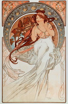 Reproducción de arte La musique Lithographs series by Alphonse Mucha , 1898 - “” The music”” From a serie of lithographs by Alphonse Mucha, 1898 Dim 38x60 cm Private collection