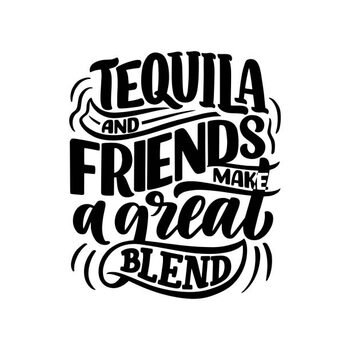 Ilustrácia Lettering poster with quote about tequila