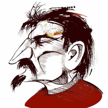Reproducción de arte Lev Trotsky, Russian revolutionary , sepia line caricature