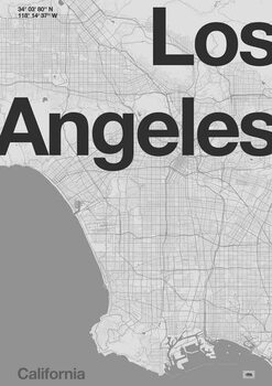 Umelecká tlač Los Angeles Minimal Map