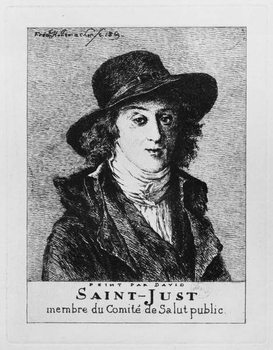 Louis Antoine Leon de Saint-Just, engraved by Frederic Desire Hillemacher (1811-86) 1869 Reproduction de Tableau
