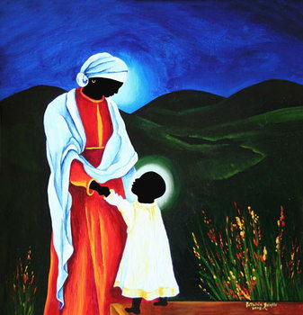 Festmény reprodukció Madonna and child - First steps, 2008