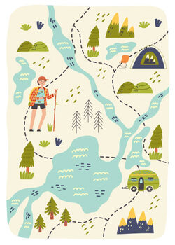 Ilustratie Map creator forest hiking camping