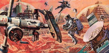 Konsttryck Mars, colonised by man, as envisaged in the 1980s