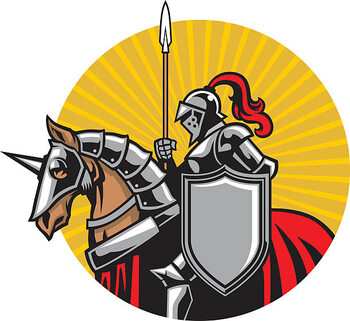 Illustrazione medieval knight ride a horse